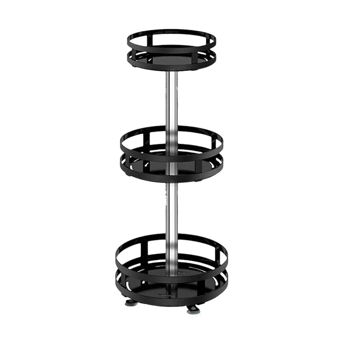 Black Triple Layer Rotating Spice Rack Countertop Organizer with 360Β° Rotation